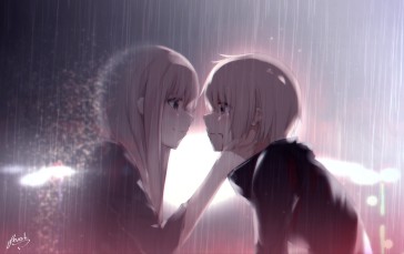 Anime Couple, Sadness, Romance, Raining Wallpaper