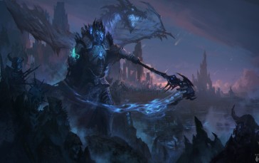 Underworld Lord, Demon, Dragon, Devil, Scythe, Blue Magic Wallpaper