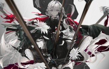 Big Sword, Anime Girl, Sadness, Polychromatic Wallpaper
