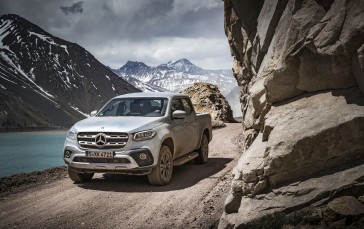Mercedes-benz X-class, Pickup Cars, River, Mountains, Dust, Vehicle Wallpaper