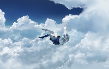 Anime Girl, Falling Down, Clouds, Sky, School Uniform, Anime Wallpaper