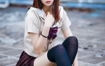 Women, Model, Asian, School Uniform Wallpaper