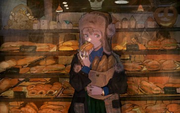 Bakery, Breads, Anime Girl, Anime Wallpaper
