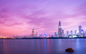 Shenzhen, Skyline, China, Purple Sky, Skyscrapers Wallpaper