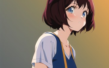 Cute Anime Girl, Short Hair, Stare, Anime Wallpaper