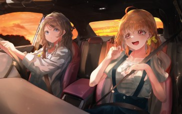 Watanabe You, Takami Chika, Love Live Sunshine, Smiling Wallpaper