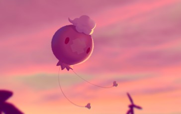 Pokemon, Drifloon, Flying, Windmill, Sunset, Anime Wallpaper