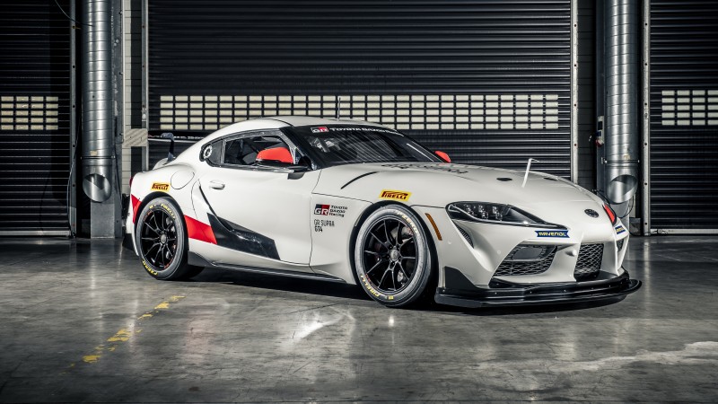 Toyota Gr Supra Gt4, Racing Cars, Side View, White Wallpaper