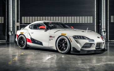 Toyota Gr Supra Gt4, Racing Cars, Side View, White Wallpaper