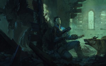 Bayard Wu, Fallout 4, Deathclaw, Gun Wallpaper