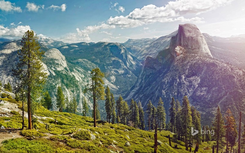 Mountain, Trees, Clouds, Nature Wallpaper