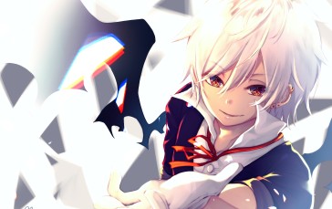 Anime Boy, White Hair, Gloves, Anime Wallpaper
