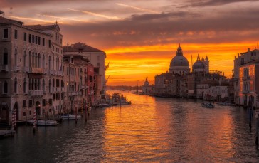 Italy, Venice, Sunset, Canal, River, Boats Wallpaper