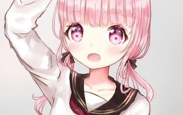 Cute Anime Girl, Loli, School Uniform, Pink Hair Wallpaper