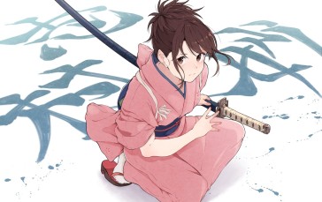 Gintama, Shimura Tae, Katana, Kimono, Brown Hair, Anime Wallpaper