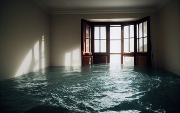 AI Art, Bedroom, Flood, Sea, Water Wallpaper