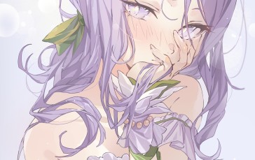 Anime, Anime Girls, Purple Eyes, Purple Hair, Flowers, Animal Ears Wallpaper