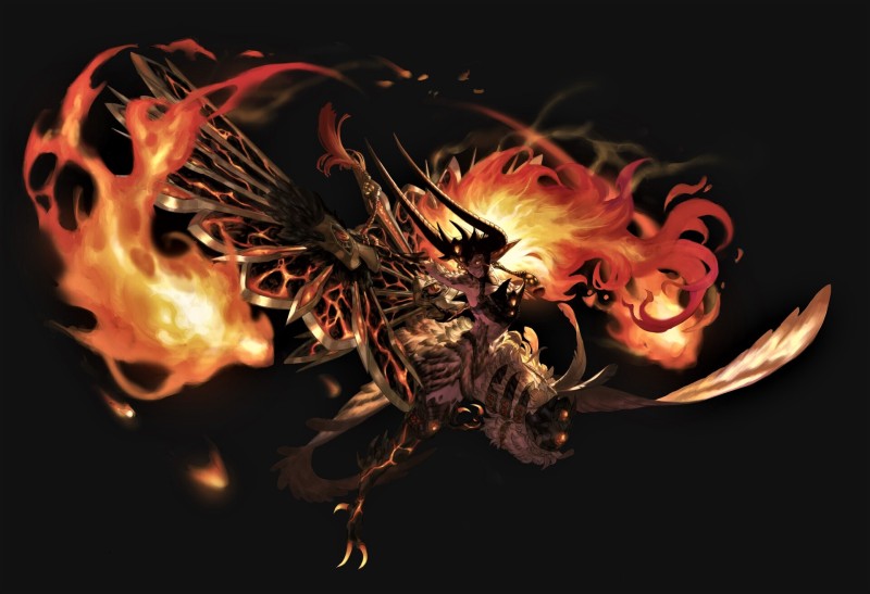 Demon, Flames, Monster, Wing, Fantasy Art Wallpaper
