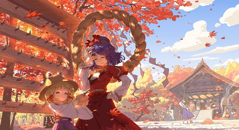 Anime, Anime Girls, Touhou, Leaves Wallpaper
