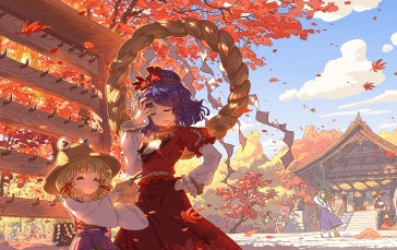 Anime, Anime Girls, Touhou, Leaves Wallpaper