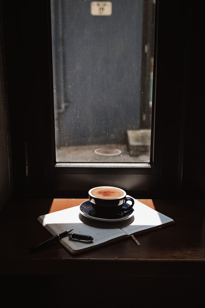 Coffee, Black Cup, Newspaper, Sunlight, Pen Wallpaper