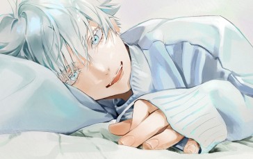 Gojou Satori, Jujutsu Kaisen, Sleepy, Anime Boy, Anime Wallpaper