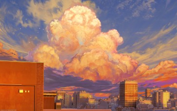 Anime Landscape, Artwork, Cityscape, Clouds, Scenery Wallpaper