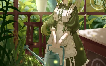 Gesnhin Impact, Maid Outfit, Nahida, Green Wallpaper