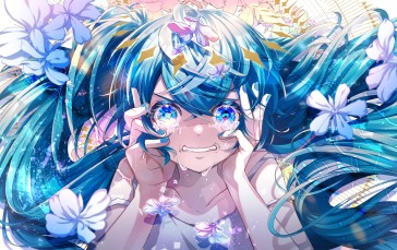 Hatsune Miku, Crying, Tears, Sadness Wallpaper