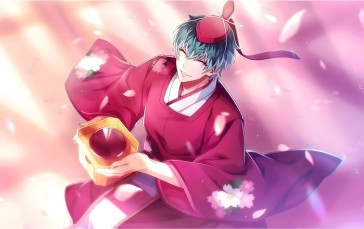 Hypnosis Mic, Sasara Nurude, Sakura Petals, Traditional Dress, Anime Wallpaper