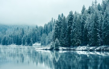 Winter, River, Clouds, Nature Wallpaper