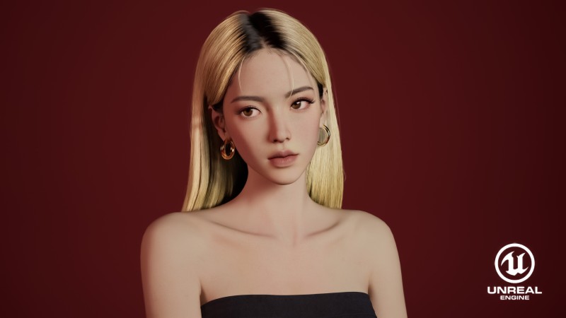 Ling Jie Zeng, CGI, Women, Blonde, Long Hair, Portrait Wallpaper