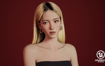 Ling Jie Zeng, CGI, Women, Blonde, Long Hair, Portrait Wallpaper