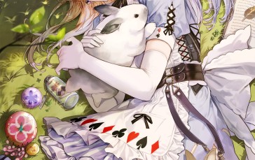 Anime, Anime Girls, Rabbits, Grass Wallpaper
