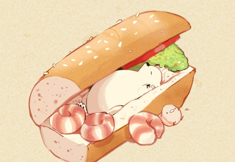 Anime Sandwich, Cute Bear, Bread, Anime Food Wallpaper