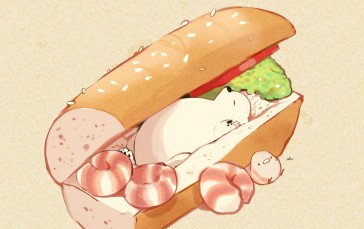 Anime Sandwich, Cute Bear, Bread, Anime Food Wallpaper