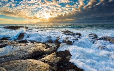 Nature, Sea, Waves, Rocks, Stones, Sky Wallpaper