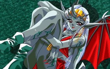 Pixel Art, PC-98, Anime Girls, Game CG, Demon Girls, Bat Wings Wallpaper
