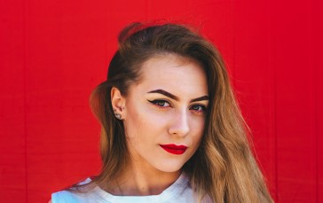 Red Lipstick, Eyeliner, Make-up, Women Wallpaper