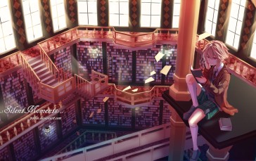 Anime Boy, Library, Books, Blonde, Anime Wallpaper