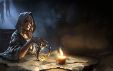Witch, Candle, Crown, Hoodie, Creepy Wallpaper