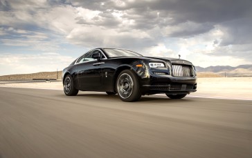 Rolls Royce Wraith, Black, Road, Side View, Clouds, Cars Wallpaper