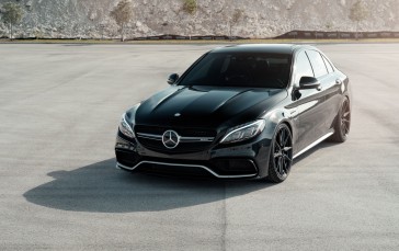 Mercedes-amg C63, Black Luxury Cars, Shadow, Vehicle Wallpaper