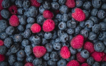 Blueberries, Raspberries, Food Wallpaper