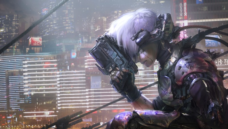 Cyborg, Profile View, Cyberpunk, Gun Wallpaper