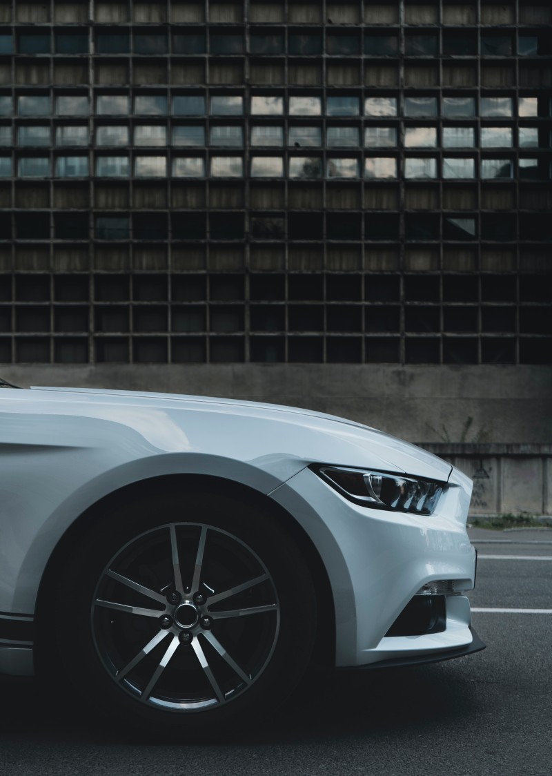 Ford Mustang, Side View, White, Muscle Cars, Headlight, Vehicle Wallpaper
