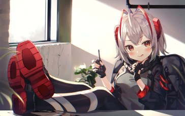 W, Arknights, Anime Games, Blushes, Scarf Wallpaper