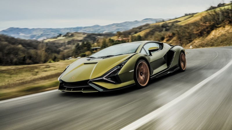 Lamborghini Sian, Green, Road, Time-lapse Wallpaper