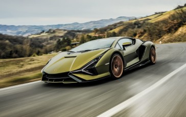 Lamborghini Sian, Green, Road, Time-lapse Wallpaper