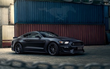 Ford Mustang, Black, Side View, Containers, Muscle Cars Wallpaper